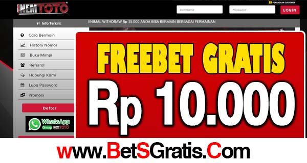 InemToto Freebet Gratis Rp 10.000 Tanpa Deposit