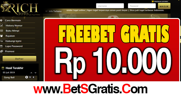 RICHTOTO FREEBET GRATIS Rp 27.000 TANPA DEPOSIT