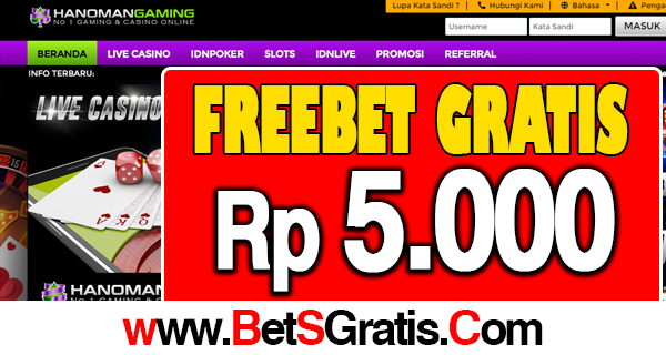 HanomanGaming Freebet Gratis Rp 5.000 Tanpa Deposit