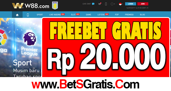 W88.com Freebet Gratis Rp 20.000 Tanpa Deposit