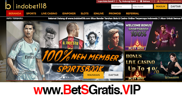 IndoBet118 Bonus Deposit New Member 100%