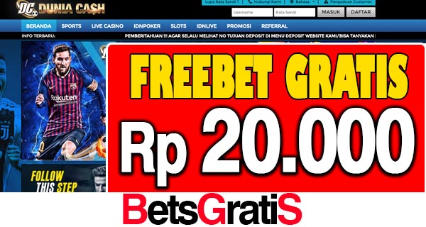 Duniacash Freebet Gratis Rp 20.000 Tanpa Deposit