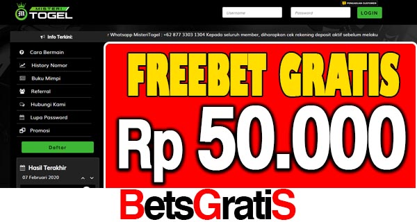 MisteriTogel Freebet Gratis Rp 50.000 Tanpa Deposit