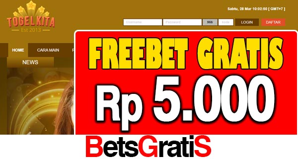 TogelKita Freebet Gratis Rp 5.000 Tanpa Deposit