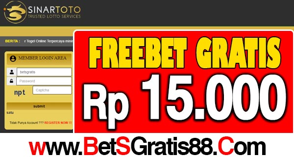 SinarToto Freebet Gratis Rp 15.000 Tanpa Deposit