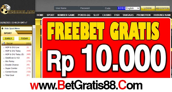 WSDBola88 Freebet Gratis Rp 10.000 Tanpa Deposit