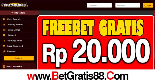 SukaTogelOnline Freebet Gratis Rp 20.000 Tanpa Deposit