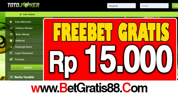 TotoJoker Freebet Gratis Rp 15.000 Tanpa Deposit