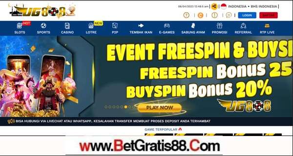 UG808 BONUS SLOT 100% MEMBER BARU