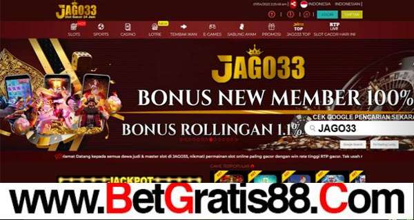 JAGO33 BONUS NEW MEMBER SLOT 100%