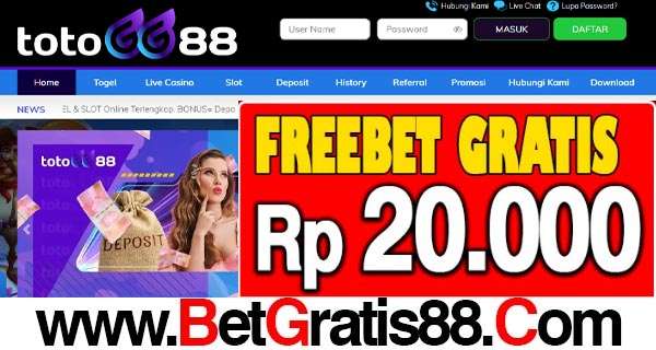 TOTOGG88 Freebet Gratis Rp 20.000 Tanpa Deposit